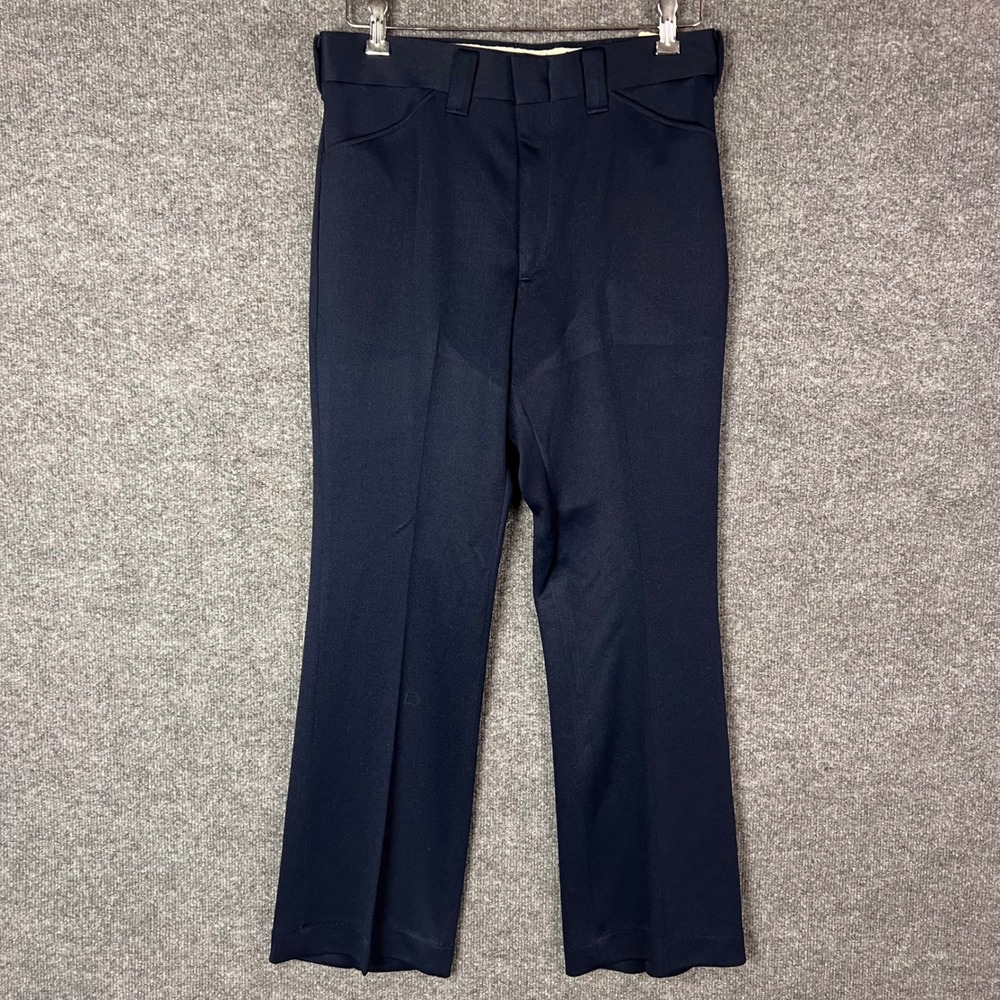 New Vintage 70s Maverick Pants Mens 32x29 Navy Blue USA Made Polyester